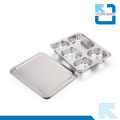 Popular 5 Dividers 304 Stainless Steel Fast Food Tray & Lunchbox with Lid